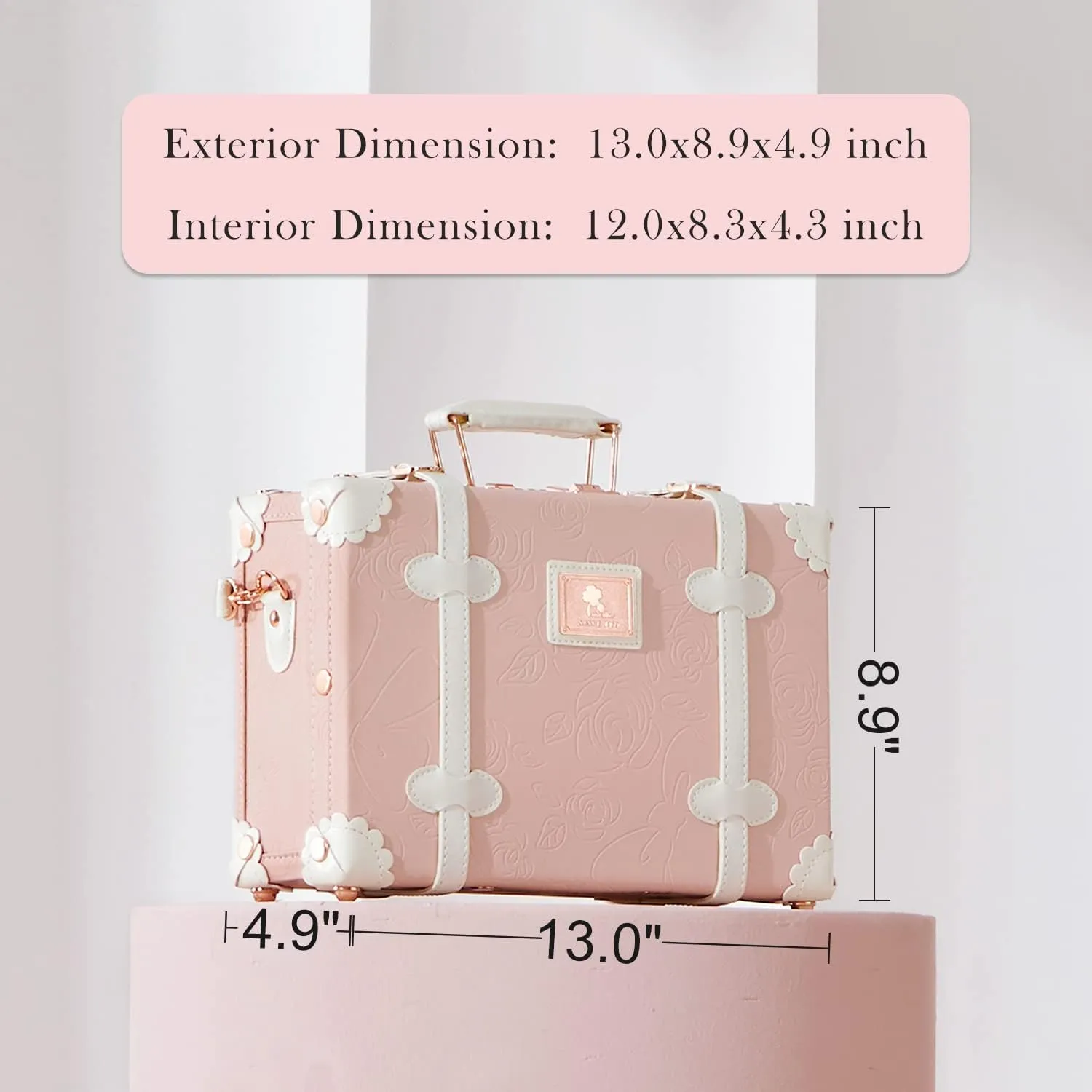 Unitravel 12inch Women Cute Suitcase Small Train Case with Straps