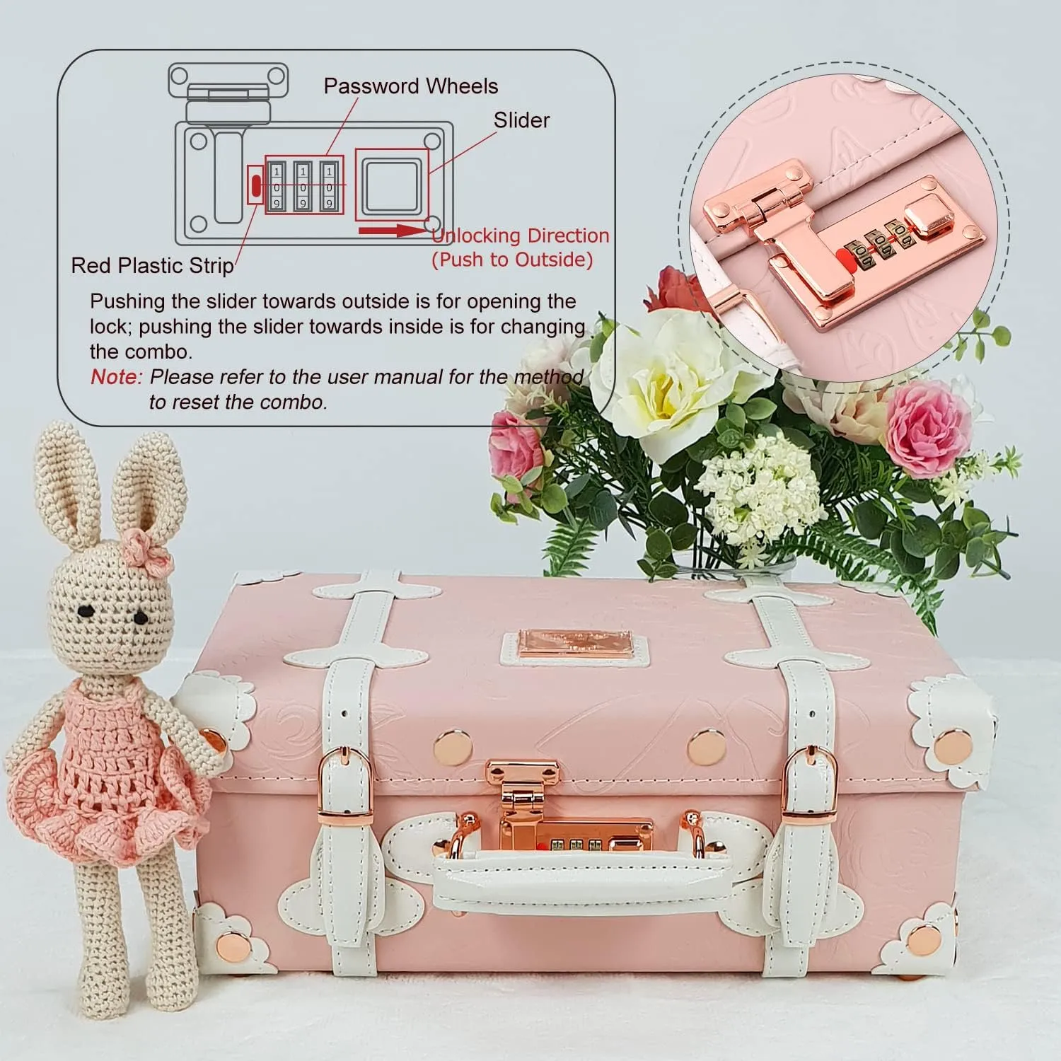 Unitravel 12inch Women Cute Suitcase Small Train Case with Straps
