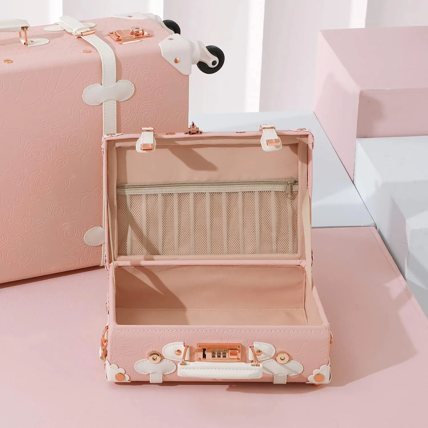 Unitravel 12inch Women Cute Suitcase Small Train Case with Straps
