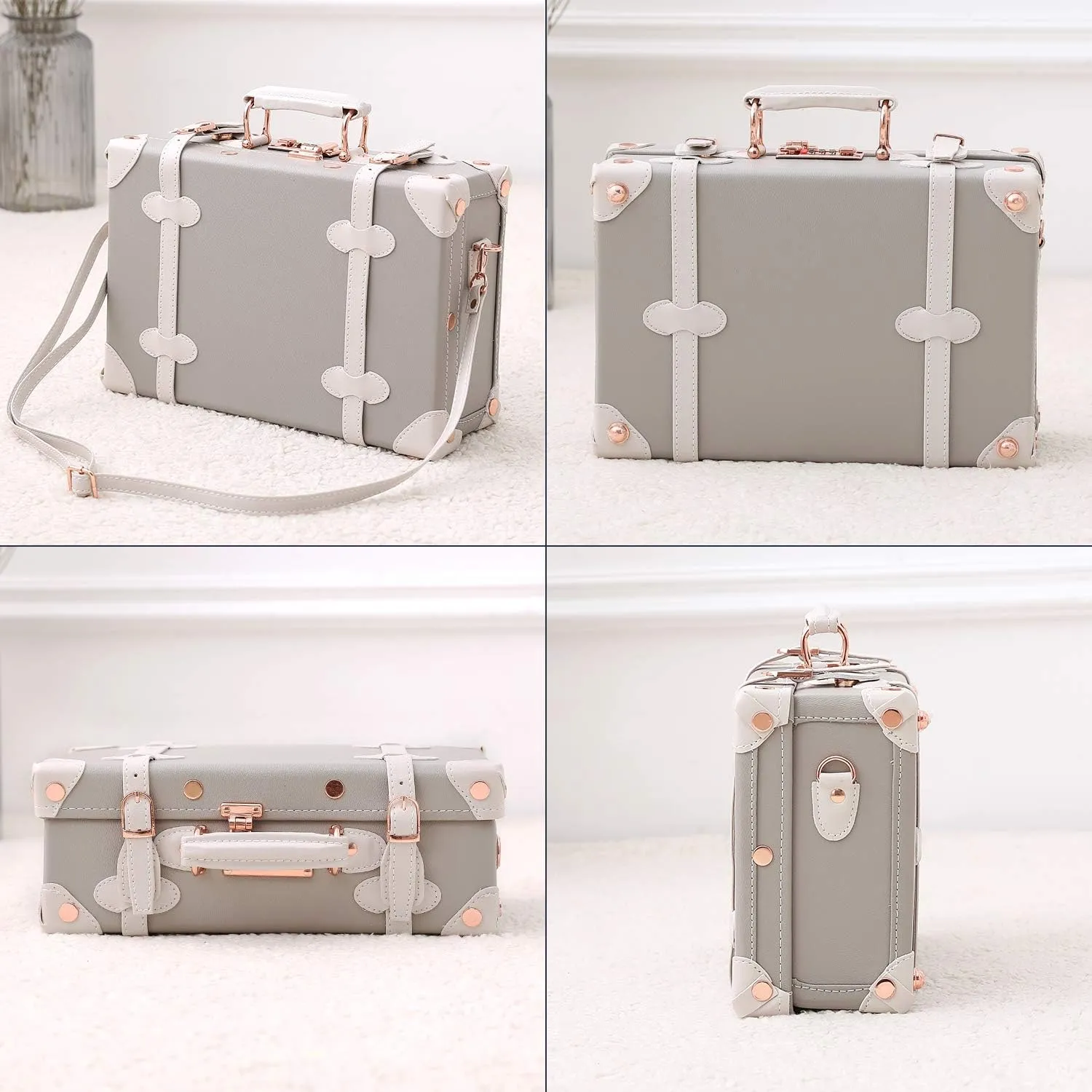 Unitravel 12inch Women Cute Suitcase Small Train Case with Straps