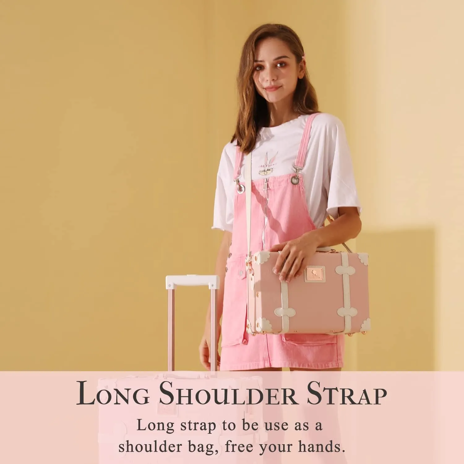 Unitravel 12inch Women Cute Suitcase Small Train Case with Straps