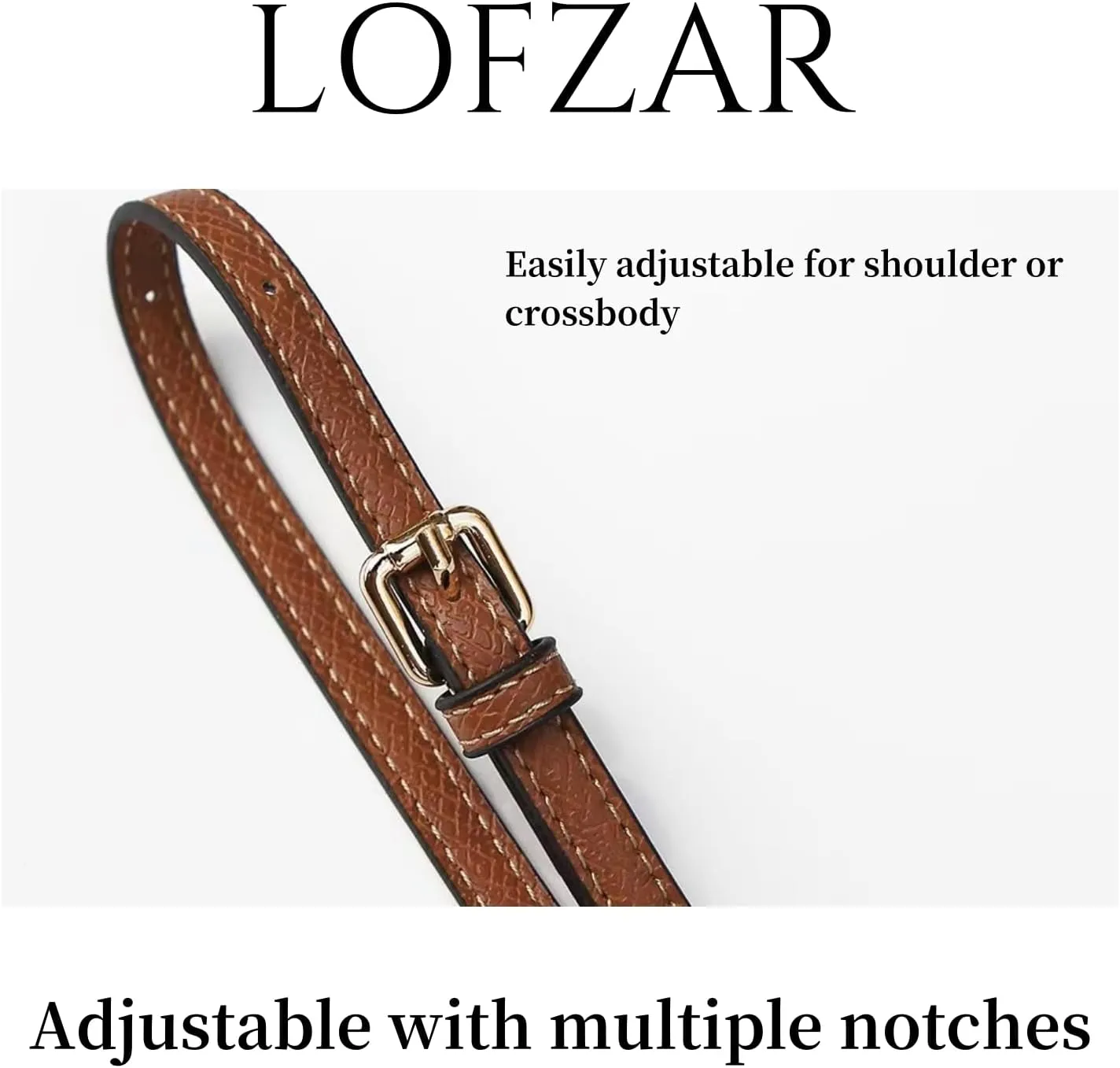 Upgraded Bag Strap Fits Longchamp Mini Bag, Leather Purse Straps Replacement Crossbody, Adjustable Straps Fit for Le Pliage Mini Pouch, Comes with Gift Box Packaging (Brown-Gold)