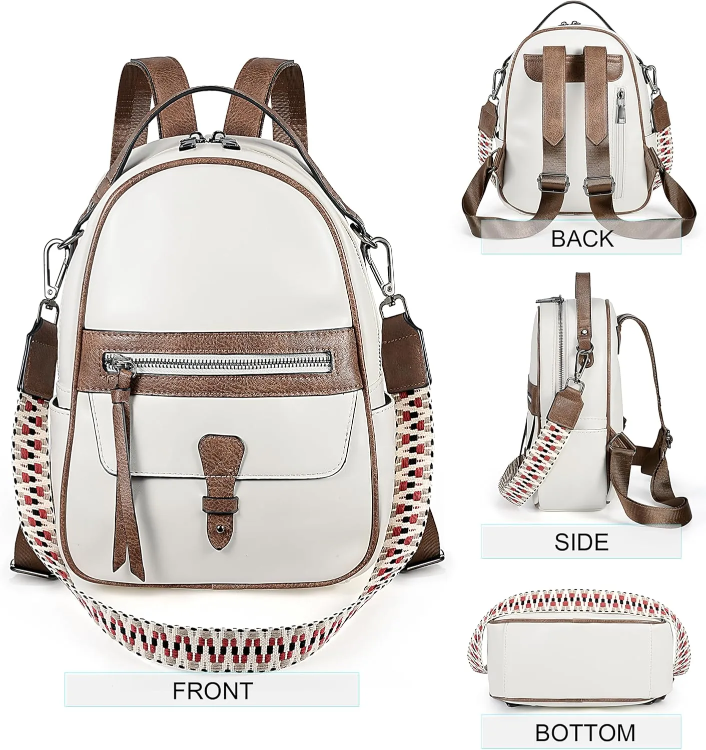 Uromee PU Leather Mini Backpack Purse for Women Fashion Multipurpose Design Handbag Ladies Shoulder Bags Travel Backpack