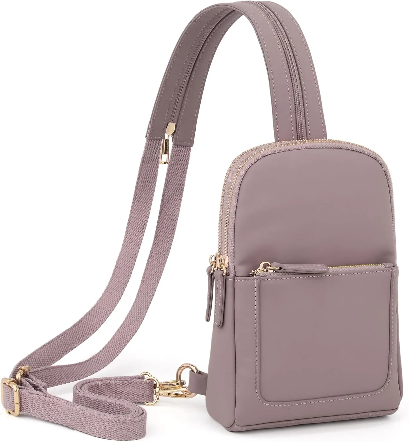 UTO Sling Bag for Women Crossbody Trendy Chest Belt Bag Convertible Backpack Purse with Wide Shoulder Zip Straps