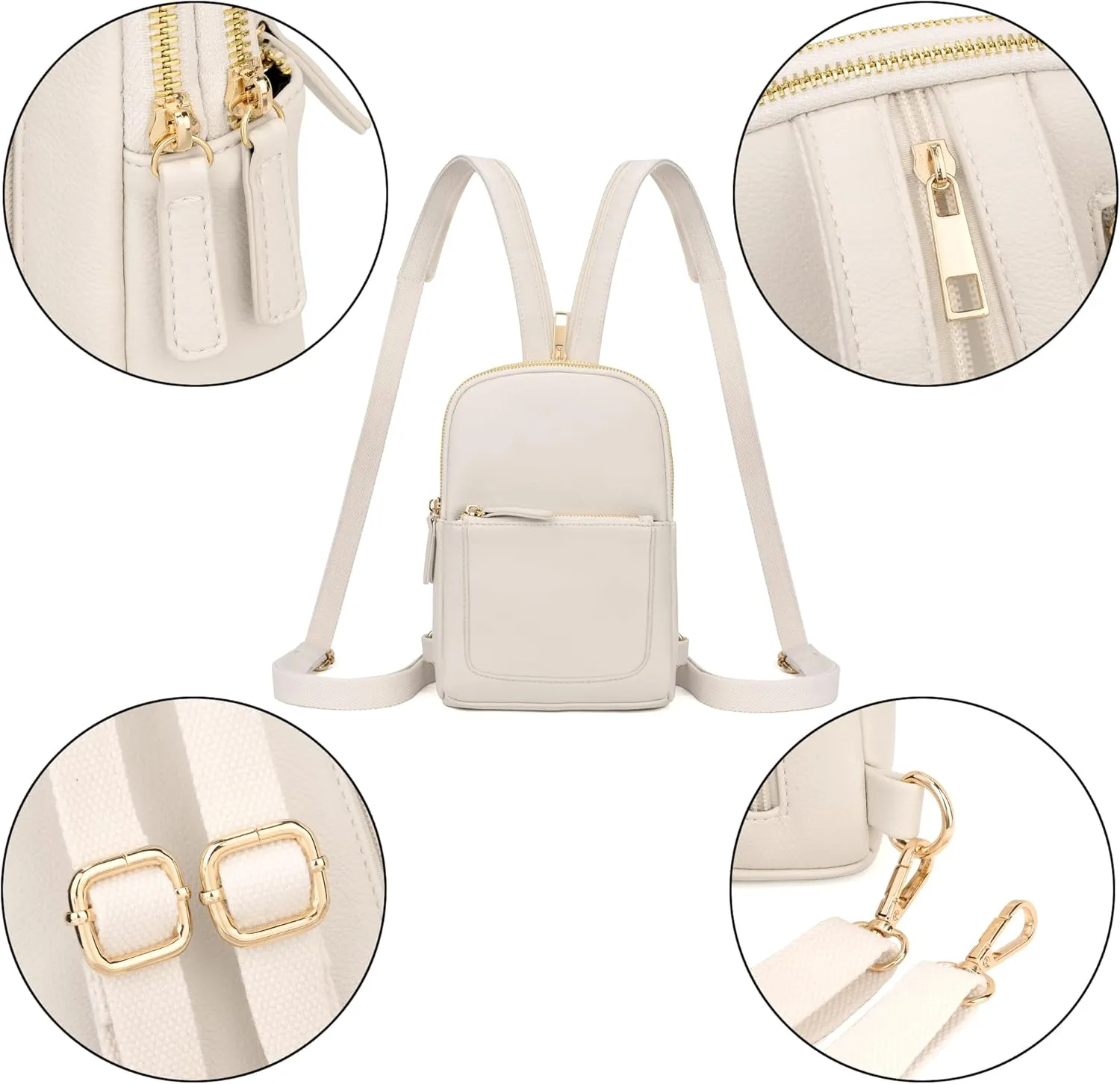 UTO Sling Bag for Women Crossbody Trendy Chest Belt Bag Convertible Backpack Purse with Wide Shoulder Zip Straps