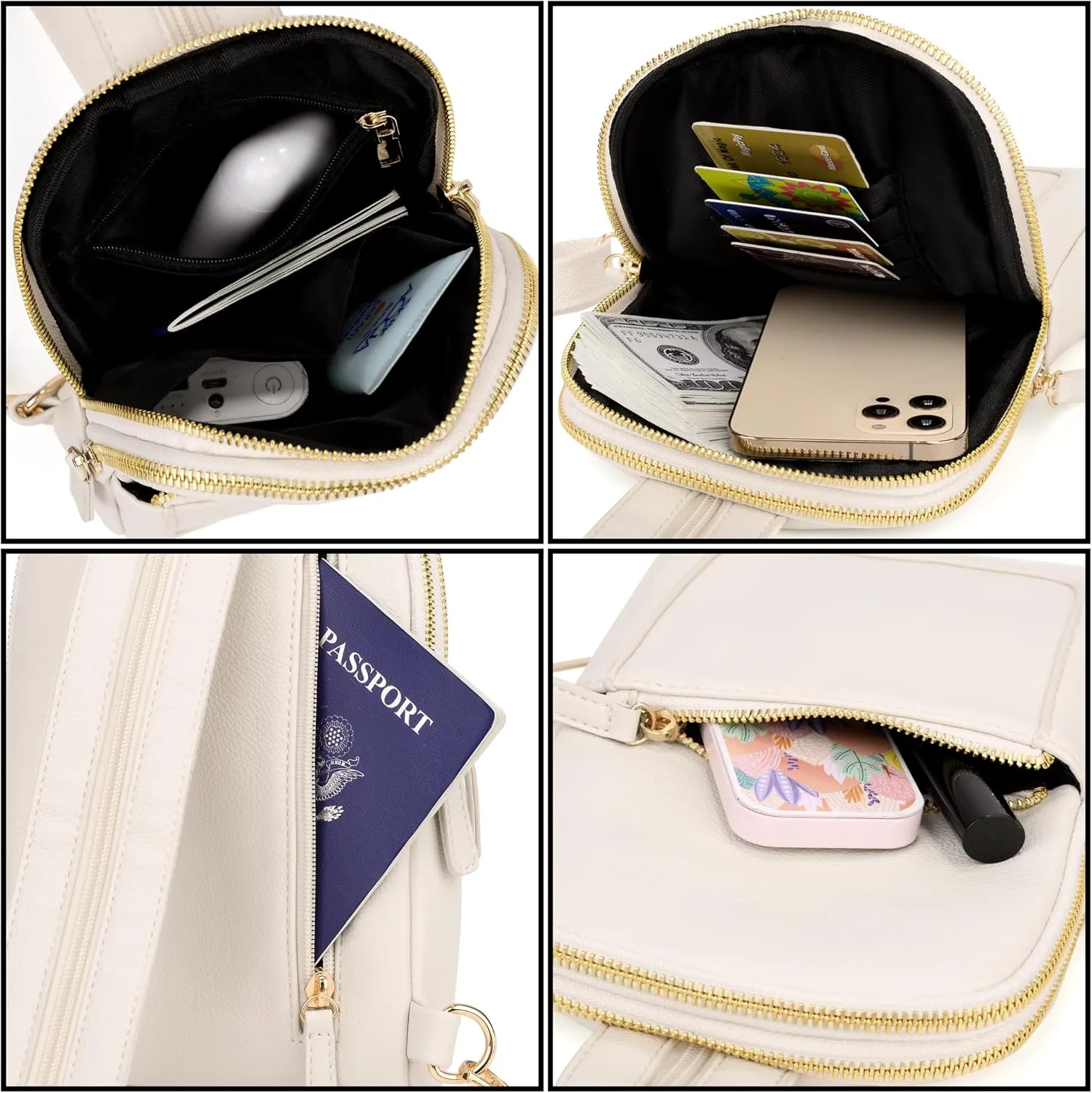 UTO Sling Bag for Women Crossbody Trendy Chest Belt Bag Convertible Backpack Purse with Wide Shoulder Zip Straps