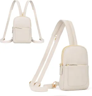 UTO Sling Bag for Women Crossbody Trendy Chest Belt Bag Convertible Backpack Purse with Wide Shoulder Zip Straps