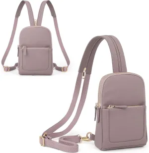 UTO Sling Bag for Women Crossbody Trendy Chest Belt Bag Convertible Backpack Purse with Wide Shoulder Zip Straps