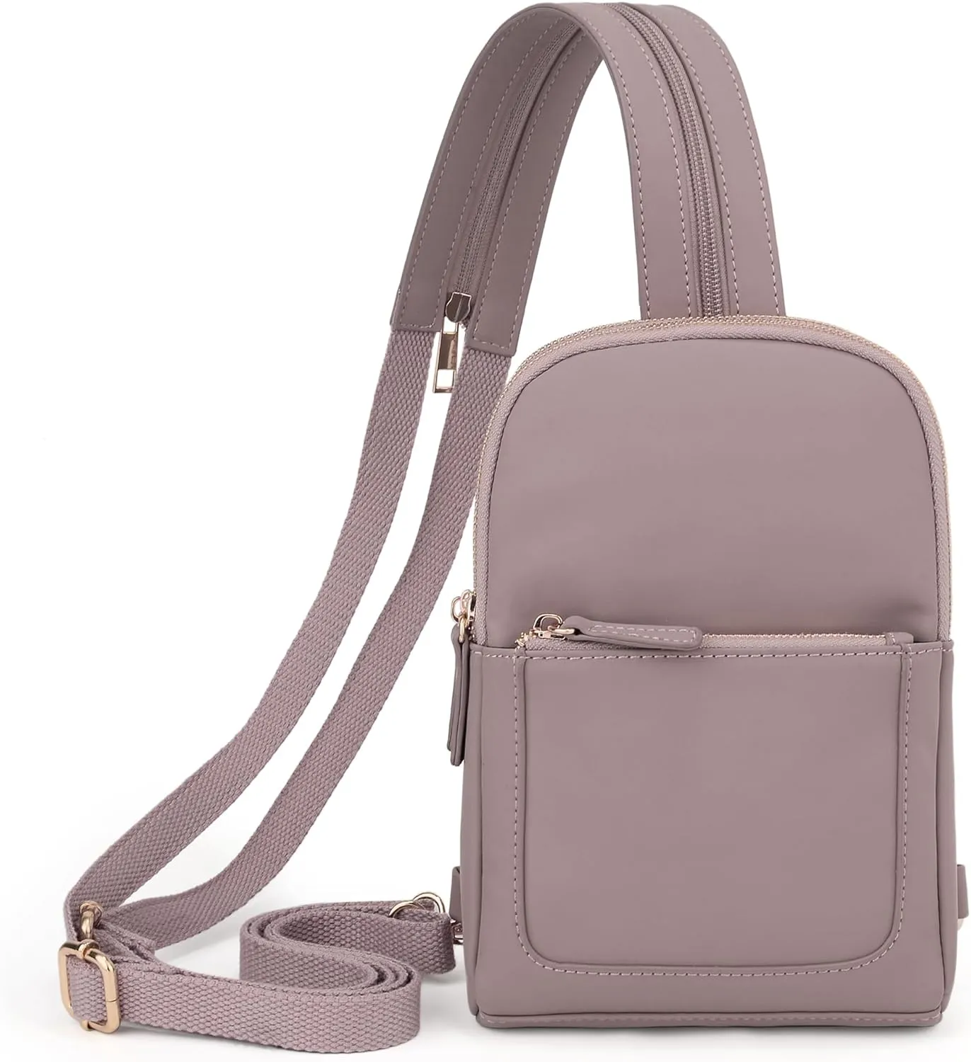 UTO Sling Bag for Women Crossbody Trendy Chest Belt Bag Convertible Backpack Purse with Wide Shoulder Zip Straps