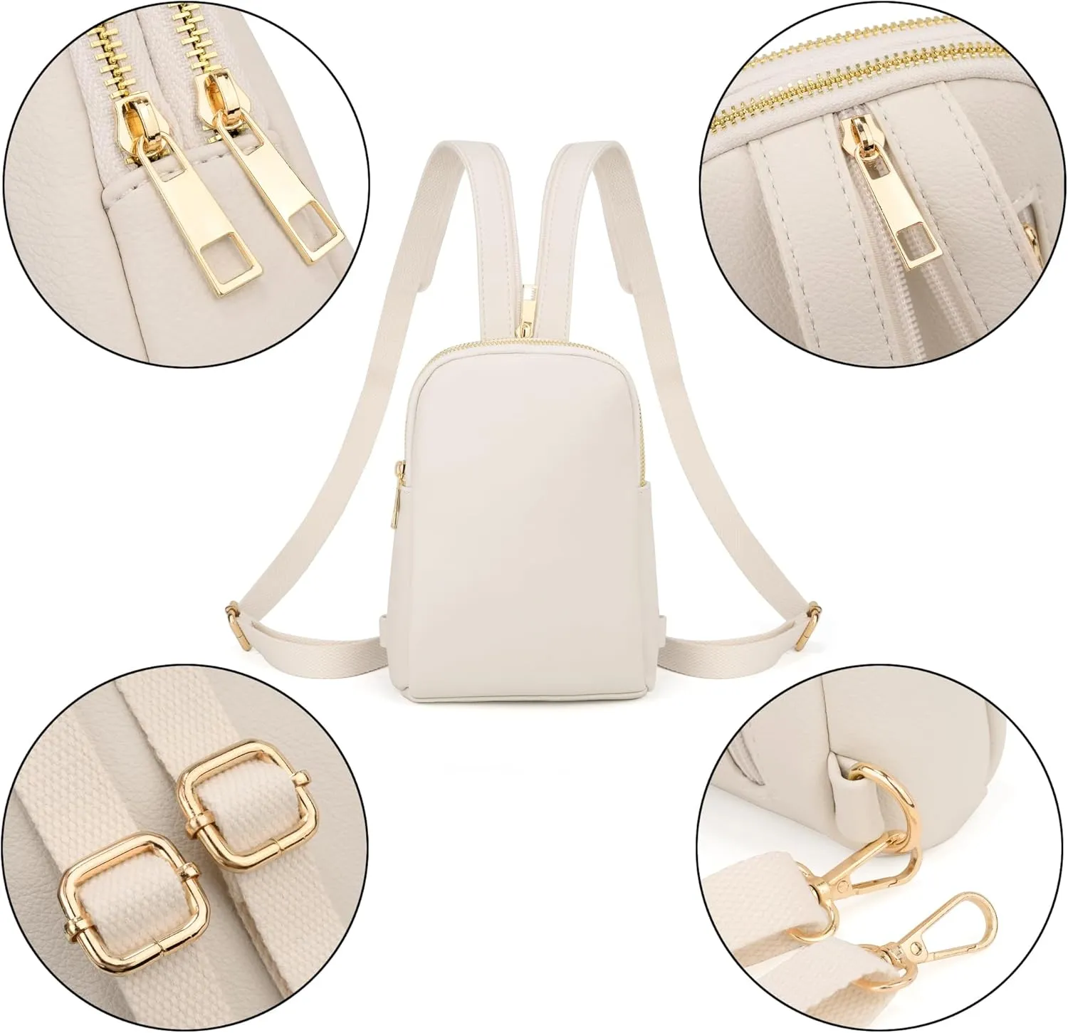 UTO Sling Bag for Women Crossbody Trendy Chest Belt Bag Convertible Backpack Purse with Wide Shoulder Zip Straps