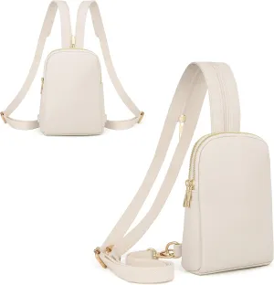 UTO Sling Bag for Women Crossbody Trendy Chest Belt Bag Convertible Backpack Purse with Wide Shoulder Zip Straps