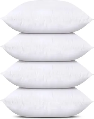 Utopia Bedding Throw Pillows (Set of 4, White), 18 x 18 Inches Pillows for Sofa, Bed and Couch Decorative Stuffer Pillow