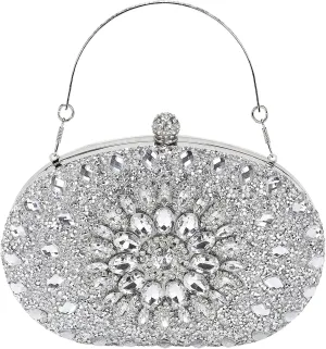 uxcell Evening Bags for Women, Sparkly Crystal Rhinestone Clutch Purse with Chain Strap Shoulder Bag Handbag