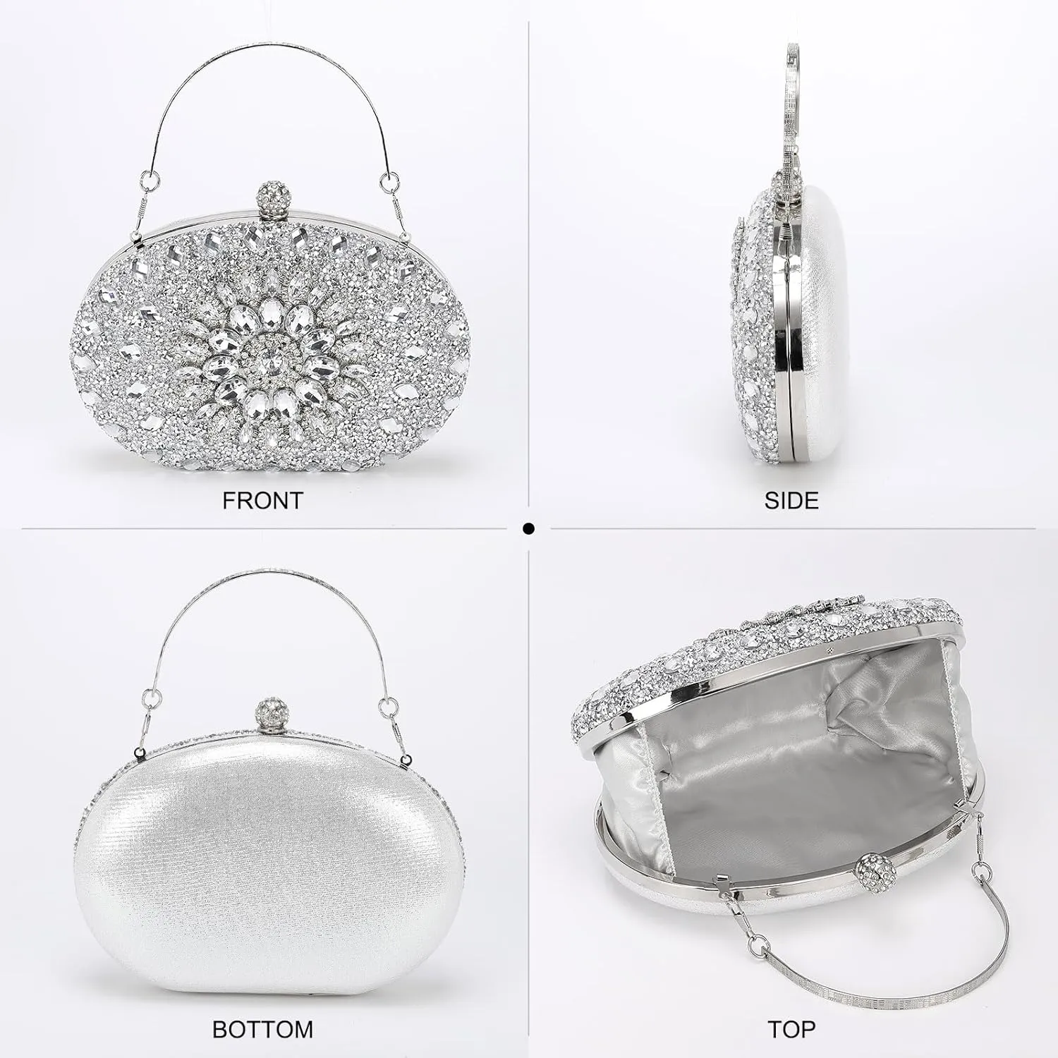 uxcell Evening Bags for Women, Sparkly Crystal Rhinestone Clutch Purse with Chain Strap Shoulder Bag Handbag