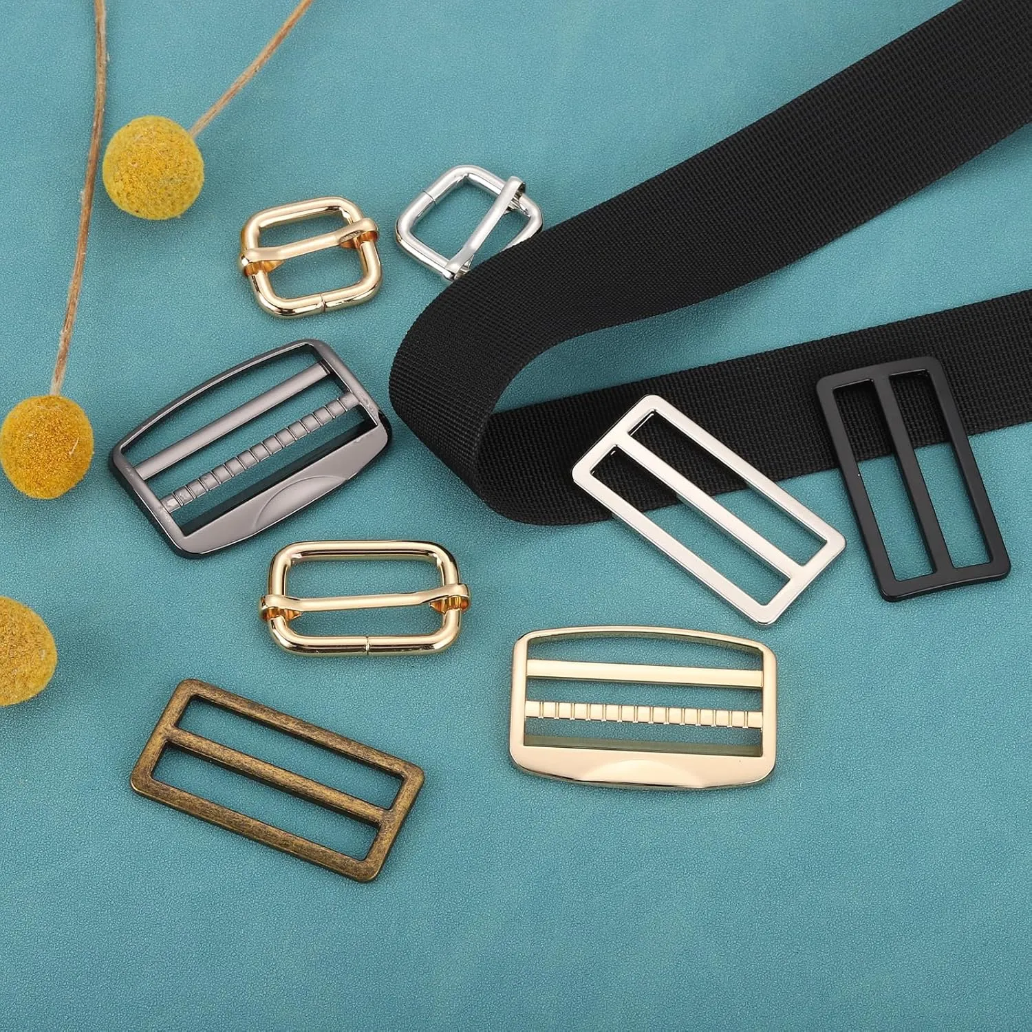 uxcell Metal Slide Buckle, Metal Adjustable Buckles, Flat Slide Strap Release Buckles for Backpack Purse Webbing Strap