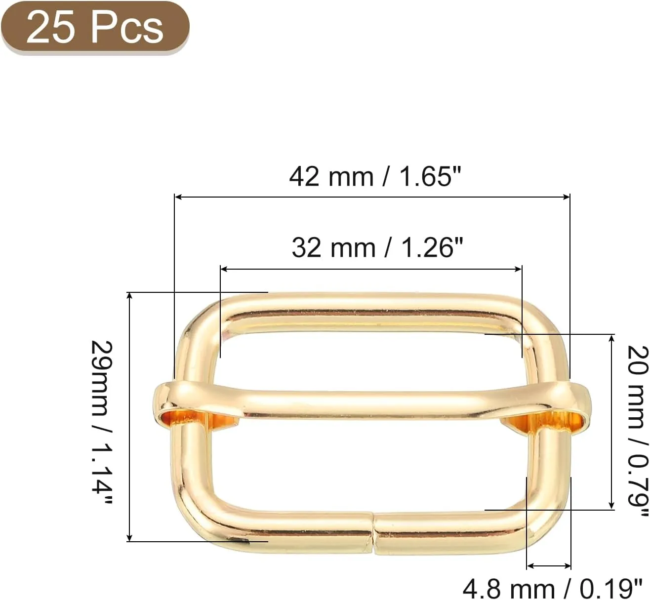 uxcell Metal Slide Buckle, Metal Adjustable Buckles, Flat Slide Strap Release Buckles for Backpack Purse Webbing Strap