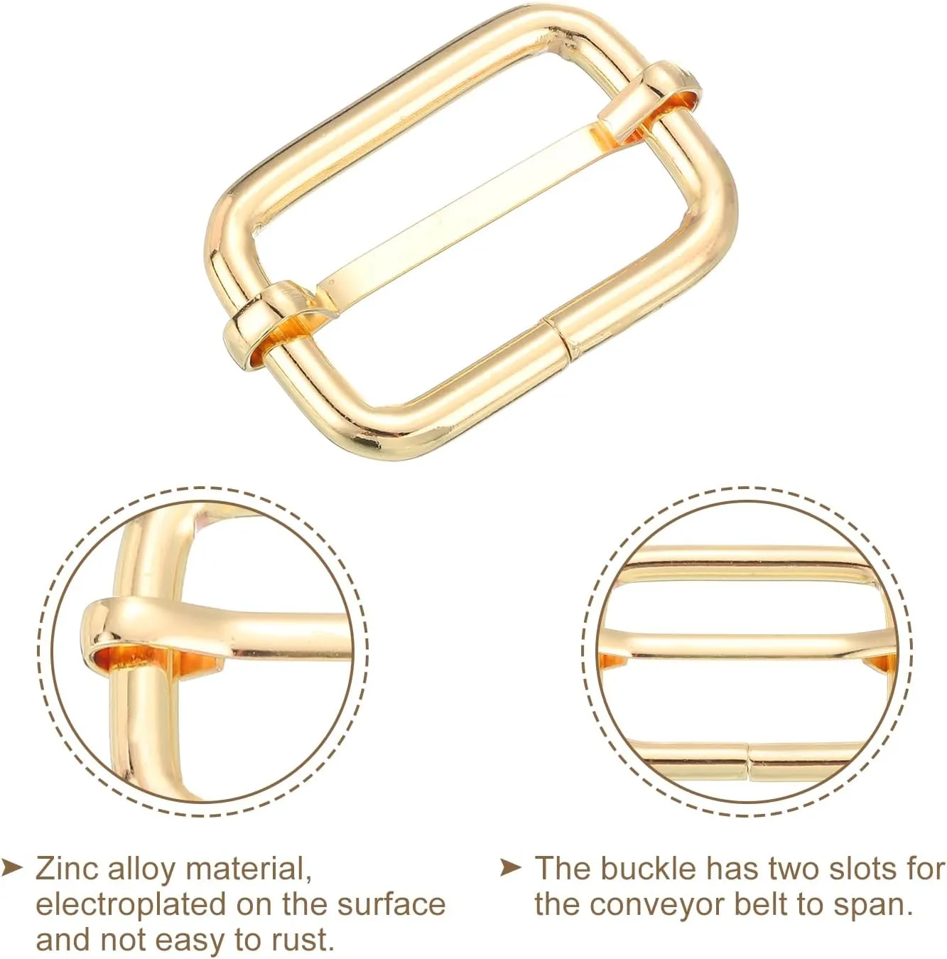 uxcell Metal Slide Buckle, Metal Adjustable Buckles, Flat Slide Strap Release Buckles for Backpack Purse Webbing Strap