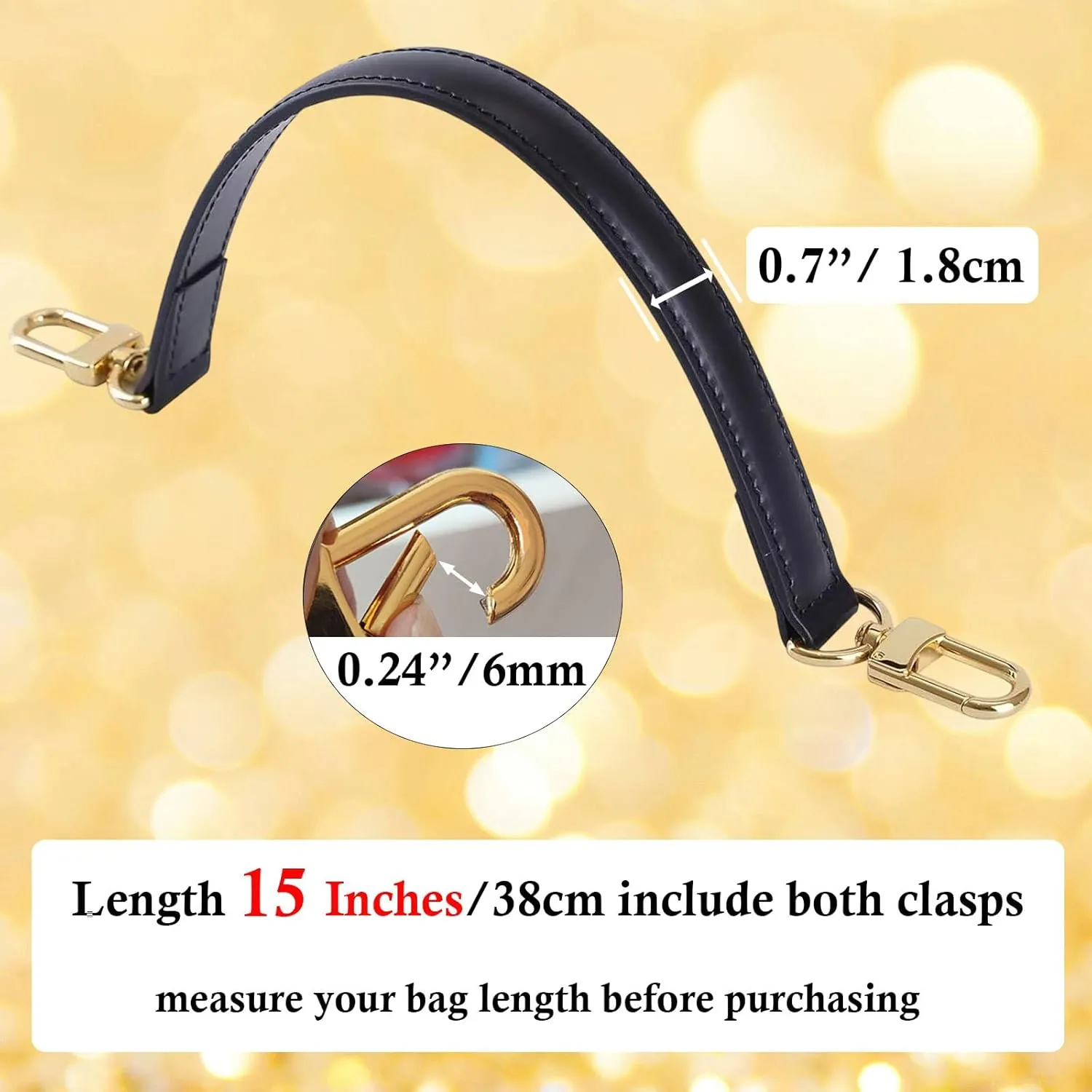 Vachetta Leather Purse Strap Replacement for LV Neonoe Bucket Bag Top Handle Black Short Leather Strap Luxury