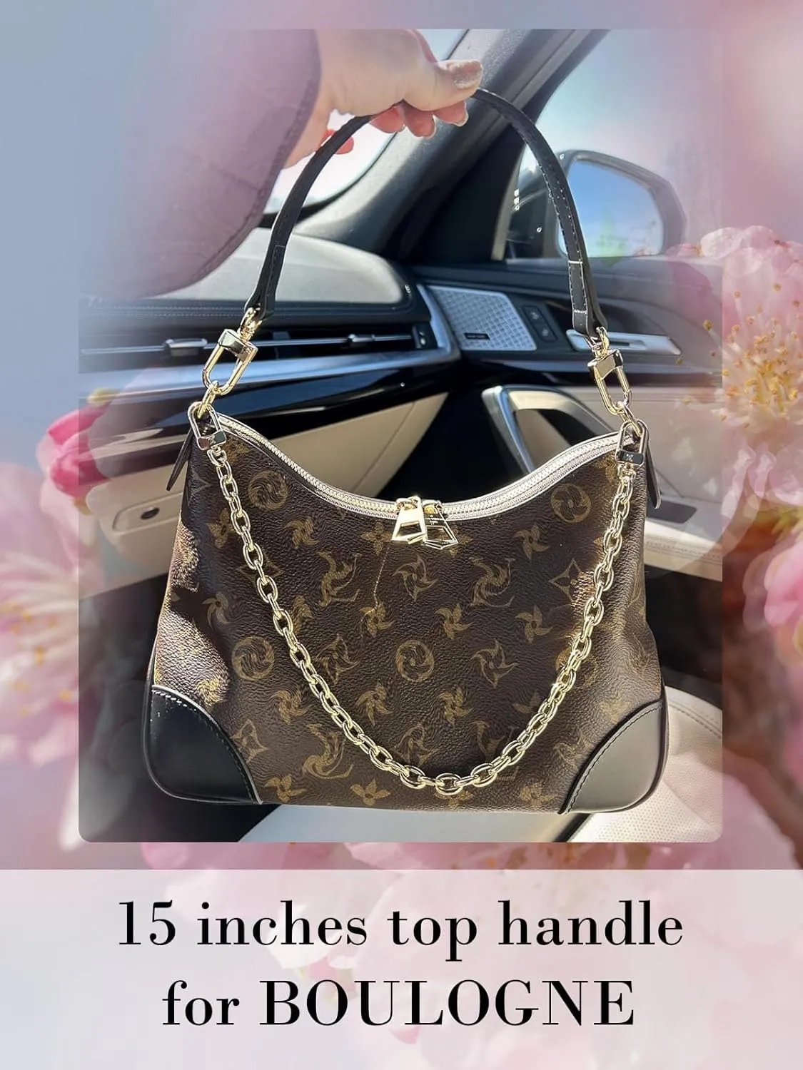 Vachetta Leather Purse Strap Replacement for LV Neonoe Bucket Bag Top Handle Black Short Leather Strap Luxury