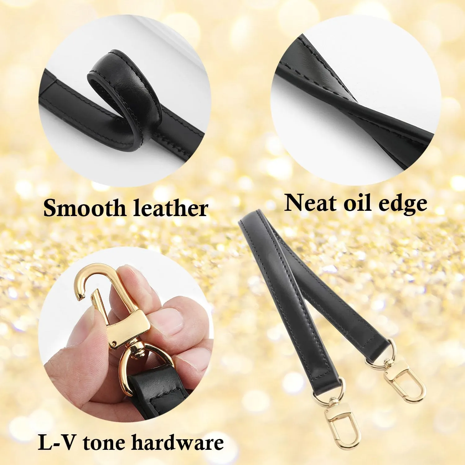 Vachetta Leather Purse Strap Replacement for LV Neonoe Bucket Bag Top Handle Black Short Leather Strap Luxury
