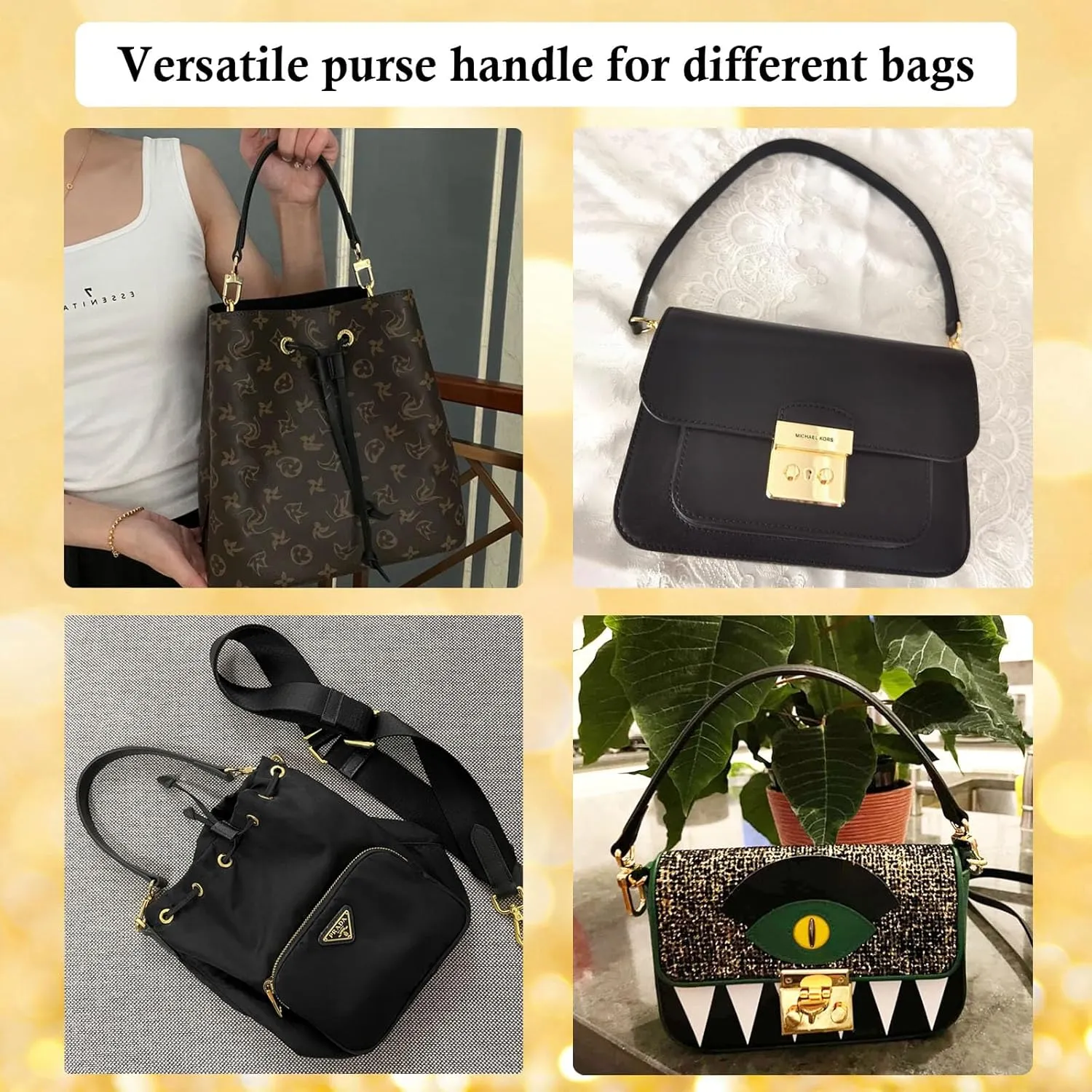 Vachetta Leather Purse Strap Replacement for LV Neonoe Bucket Bag Top Handle Black Short Leather Strap Luxury