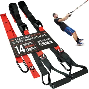 Valor Fitness Adjustable Bodyweight Suspension Strength Training Resistance Straps With Storage Bag - Portable VFX Full Body Home Gym Workout