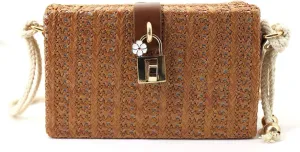 Van Caro Handwoven Cotton Straw Shoulder Bag Crochet Tassel Beach Bohemian Purse for Women