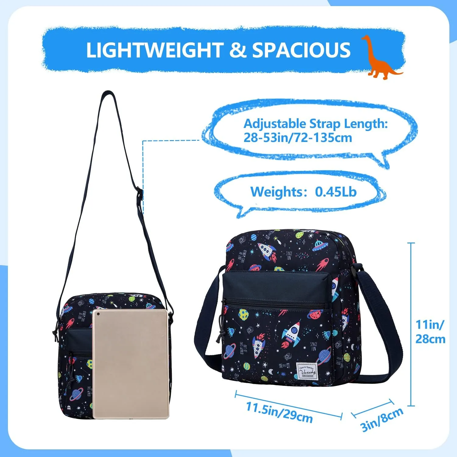 VASCHY Crossbody Bag Purse for Girls, Lightweight Small Messenger Shoulder Bag Gift for Preteen/Teen Little Kids