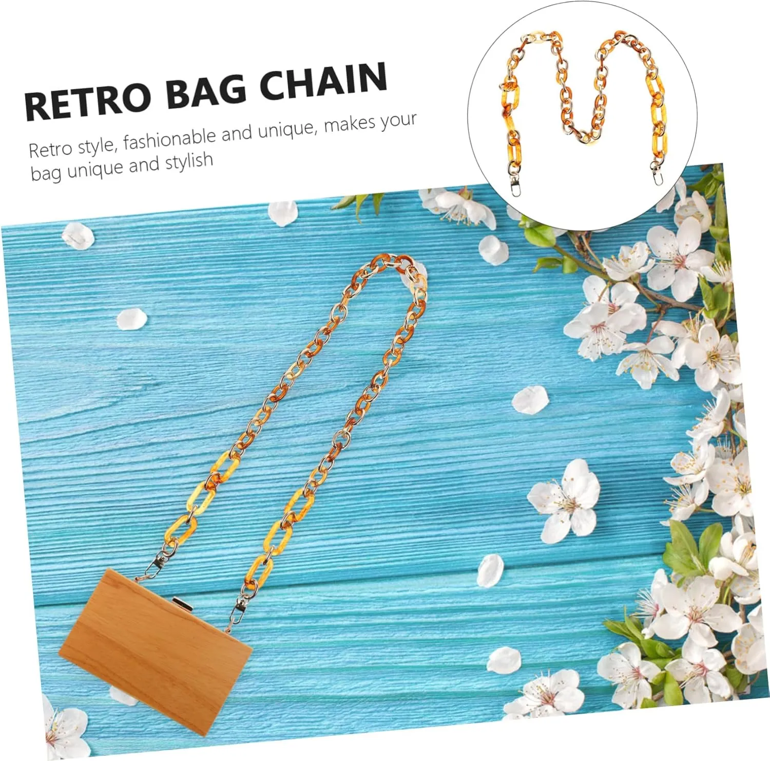 Veemoon Stylish Amber Resin Bag Chain for Bag Purse Decor Long-Lasting Handbag Replacement