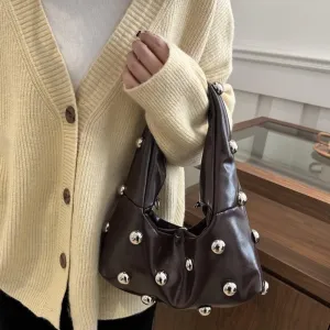 Vegan Leather Studded Purse Big Stud Shoulder Bag Handbag Punk Y2k Accessories Going Out Purse Chic Purse