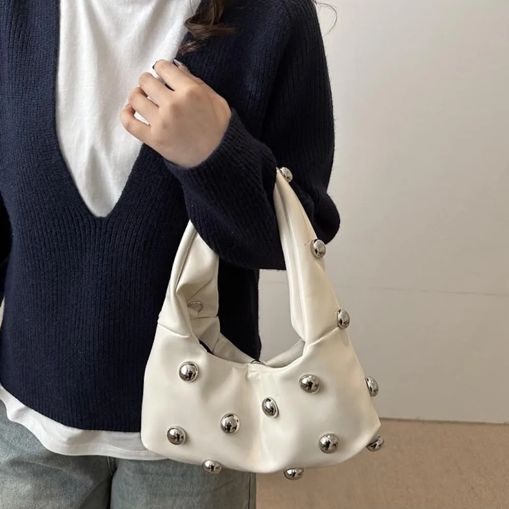Vegan Leather Studded Purse Big Stud Shoulder Bag Handbag Punk Y2k Accessories Going Out Purse Chic Purse