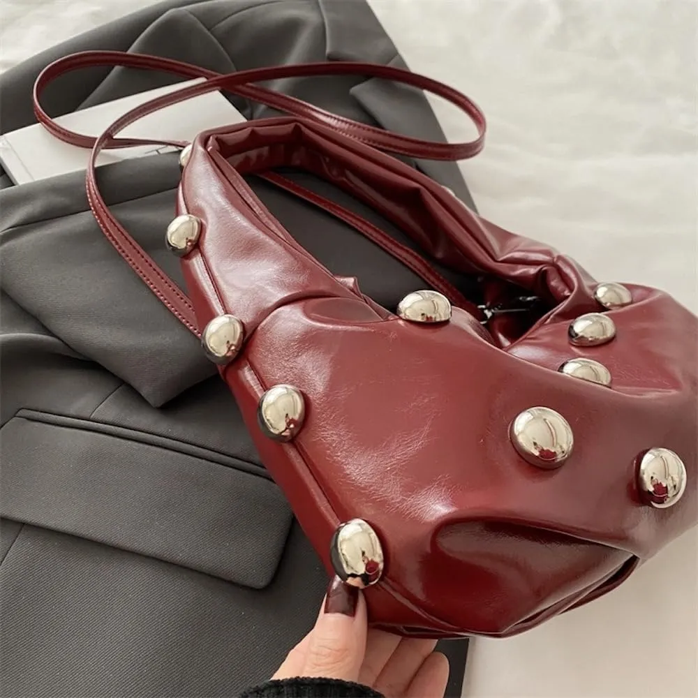 Vegan Leather Studded Purse Big Stud Shoulder Bag Handbag Punk Y2k Accessories Going Out Purse Chic Purse