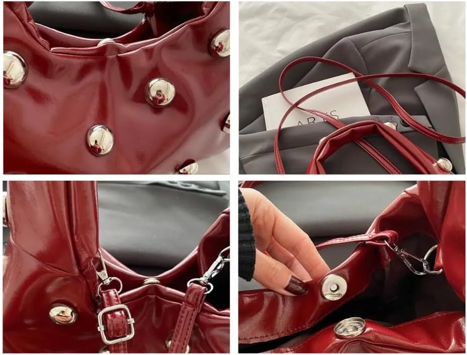 Vegan Leather Studded Purse Big Stud Shoulder Bag Handbag Punk Y2k Accessories Going Out Purse Chic Purse