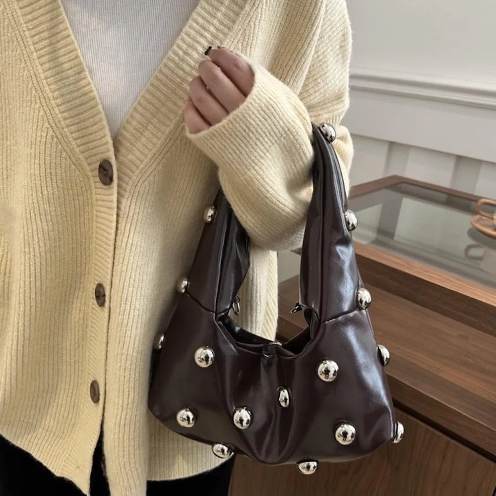 Vegan Leather Studded Purse Big Stud Shoulder Bag Handbag Punk Y2k Accessories Going Out Purse Chic Purse