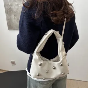 Vegan Leather Studded Purse Big Stud Shoulder Bag Handbag Punk Y2k Accessories Going Out Purse Chic Purse