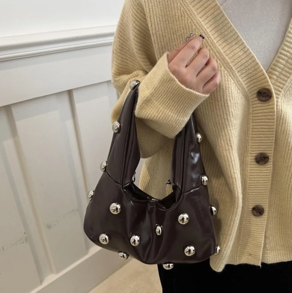 Vegan Leather Studded Purse Big Stud Shoulder Bag Handbag Punk Y2k Accessories Going Out Purse Chic Purse