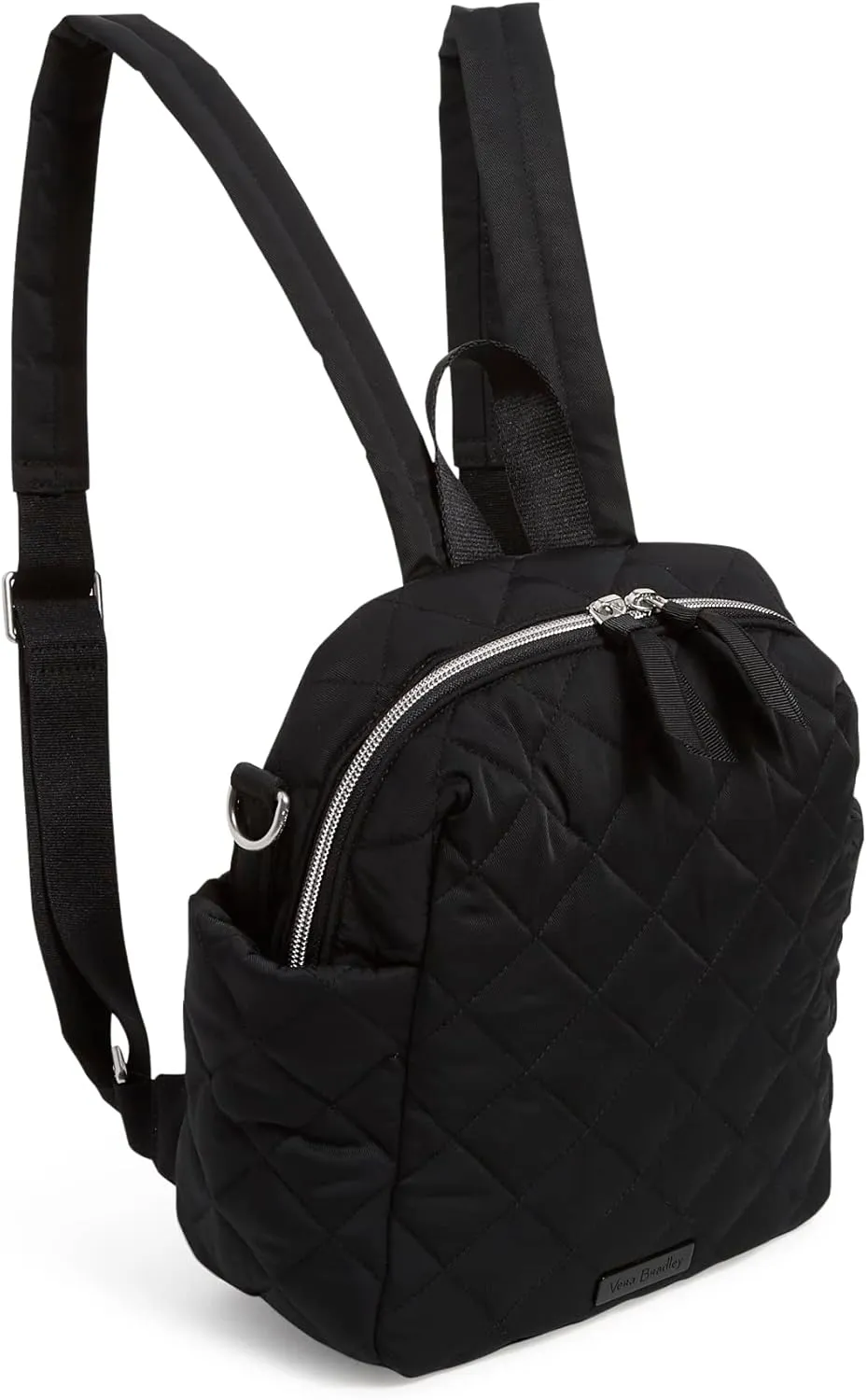 Vera Bradley Women's Performance Twill Convertible Small Backpack, Black, One Size