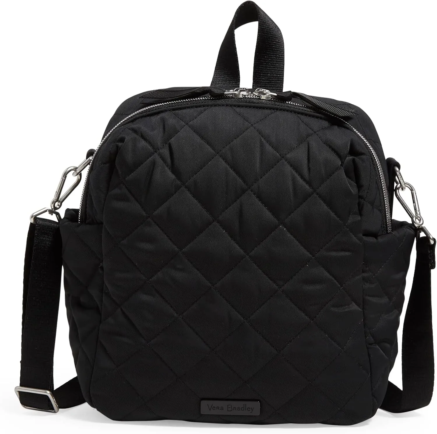 Vera Bradley Women's Performance Twill Convertible Small Backpack, Black, One Size