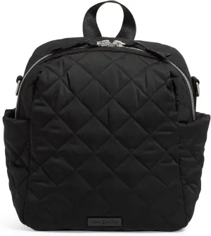 Vera Bradley Women's Performance Twill Convertible Small Backpack, Black, One Size