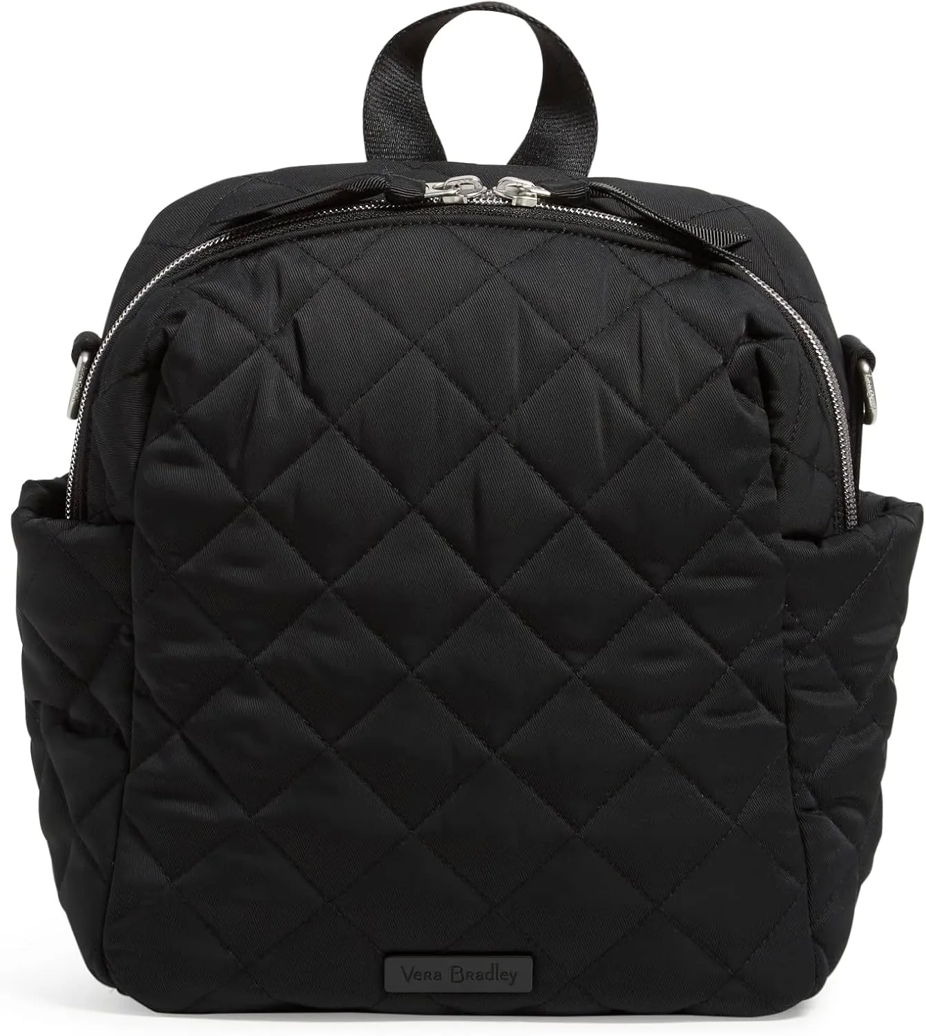 Vera Bradley Women's Performance Twill Convertible Small Backpack, Black, One Size