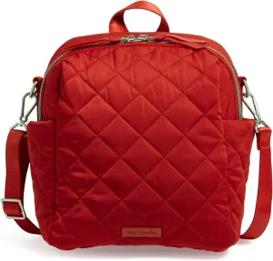 Vera Bradley Women's Performance Twill Convertible Small Backpack, Cardinal Red, One Size
