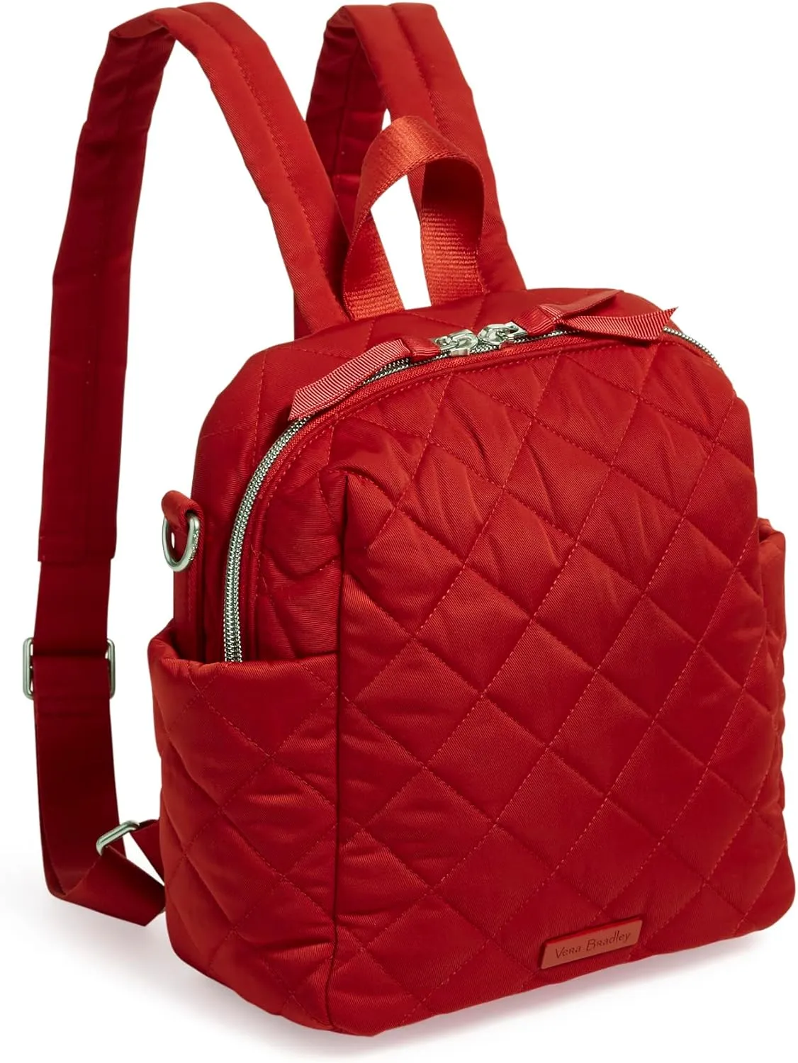 Vera Bradley Women's Performance Twill Convertible Small Backpack, Cardinal Red, One Size