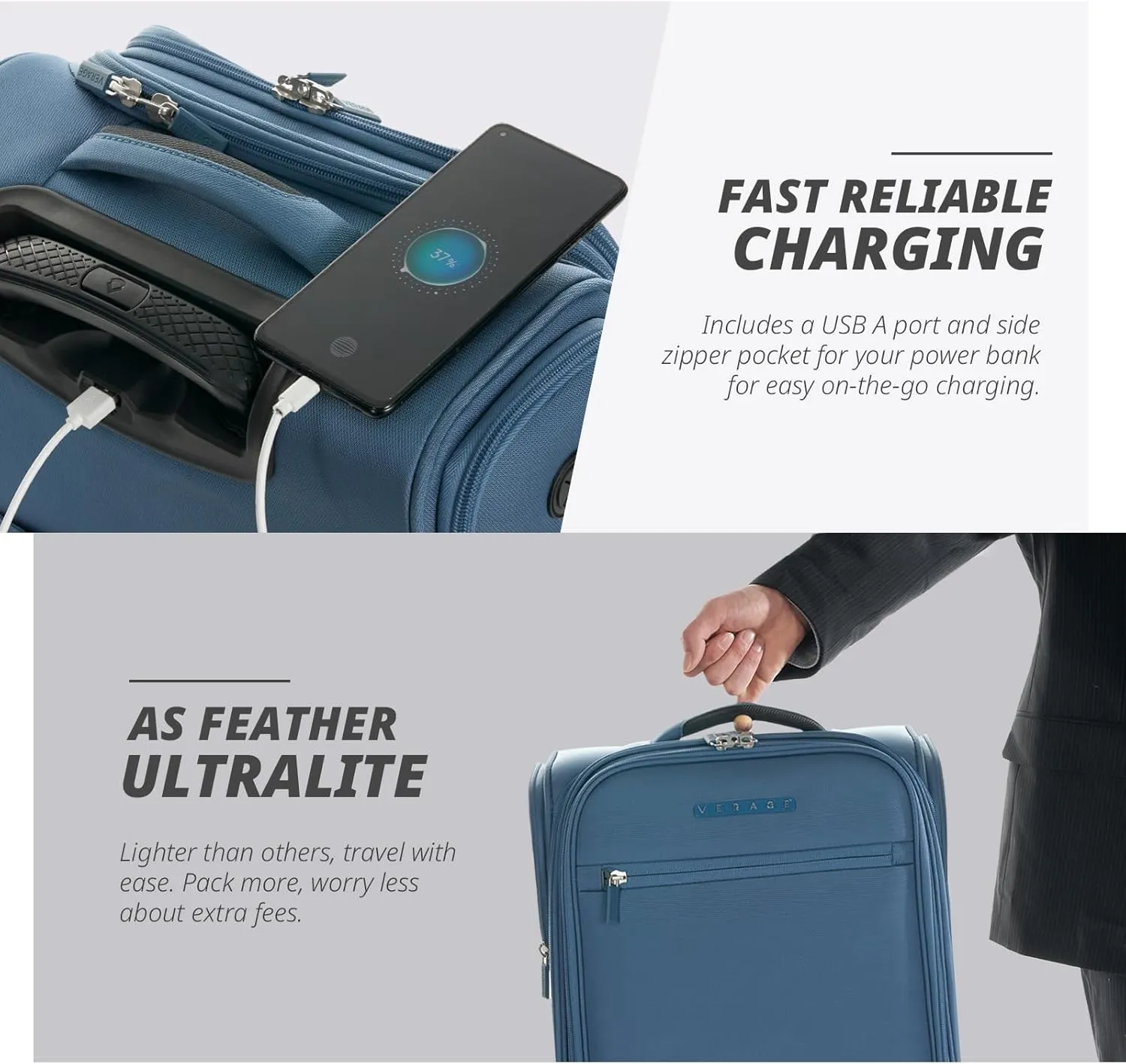 Verage Under Seat Luggage with Wheels, Softside Expanable Small Suitcase Carry On Luggage Bags for Airlines Airplanes Short Trip Men Women (Coast Blue, 16-Inch Rolling Underseat)