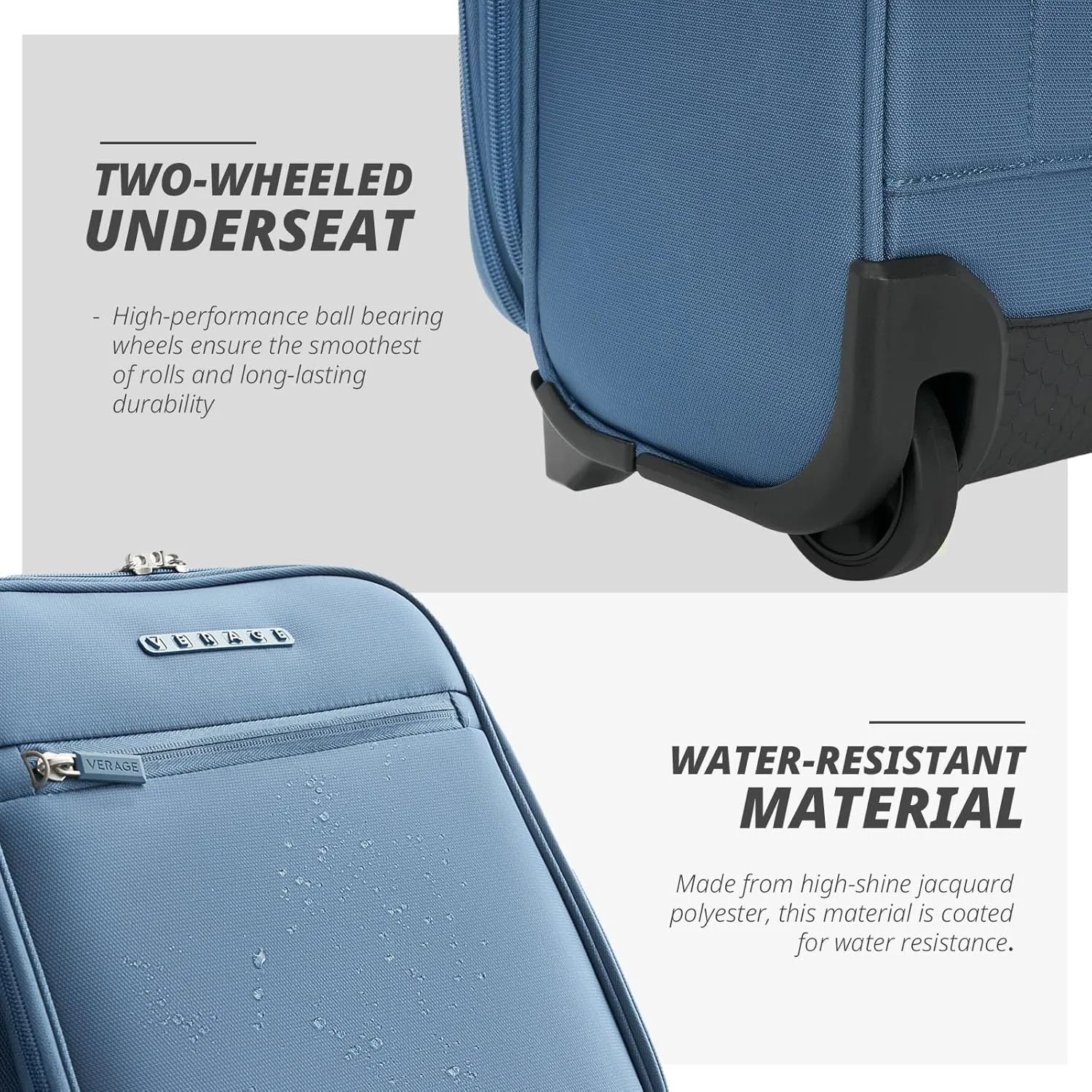 Verage Under Seat Luggage with Wheels, Softside Expanable Small Suitcase Carry On Luggage Bags for Airlines Airplanes Short Trip Men Women (Coast Blue, 16-Inch Rolling Underseat)