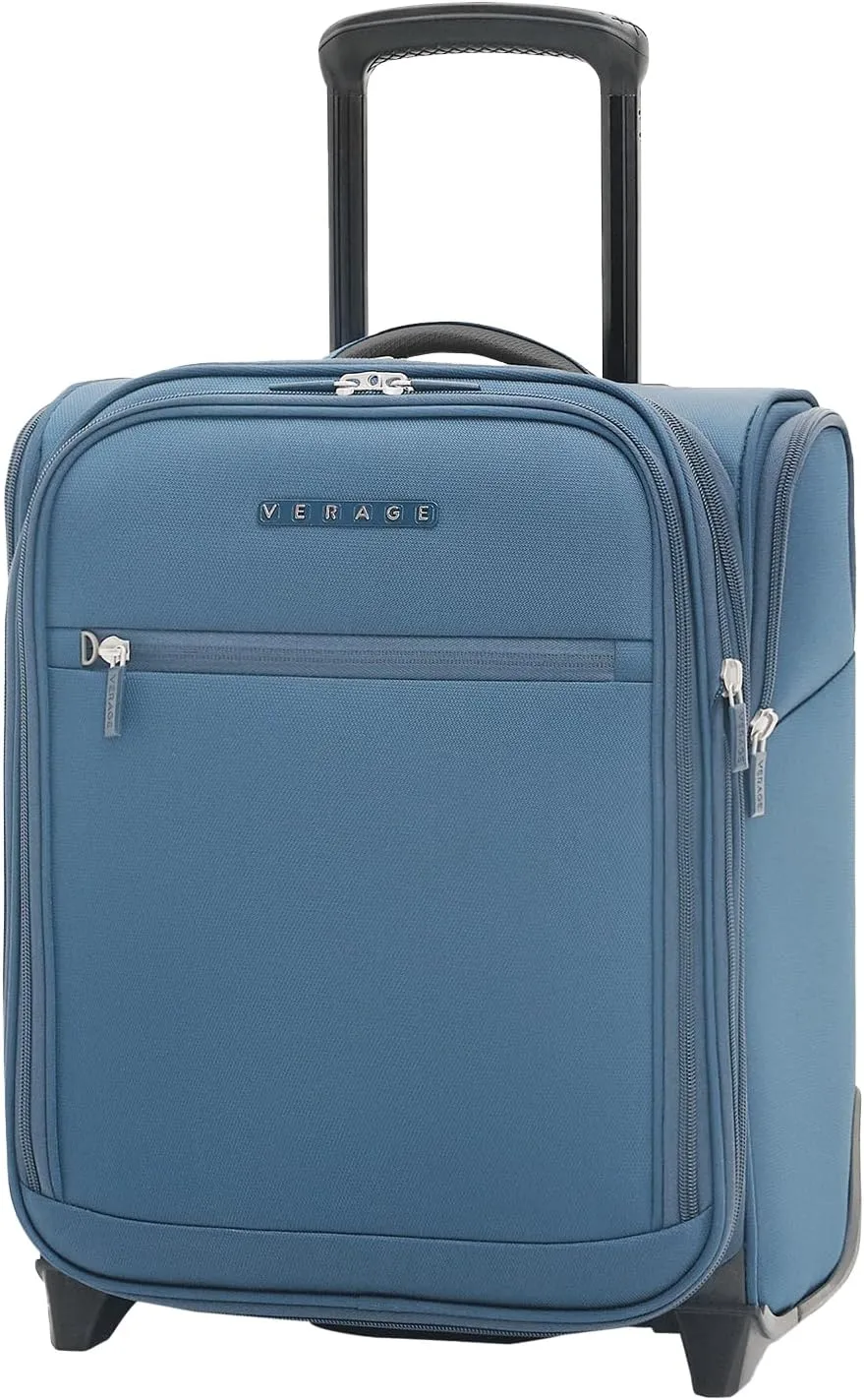 Verage Under Seat Luggage with Wheels, Softside Expanable Small Suitcase Carry On Luggage Bags for Airlines Airplanes Short Trip Men Women (Coast Blue, 16-Inch Rolling Underseat)