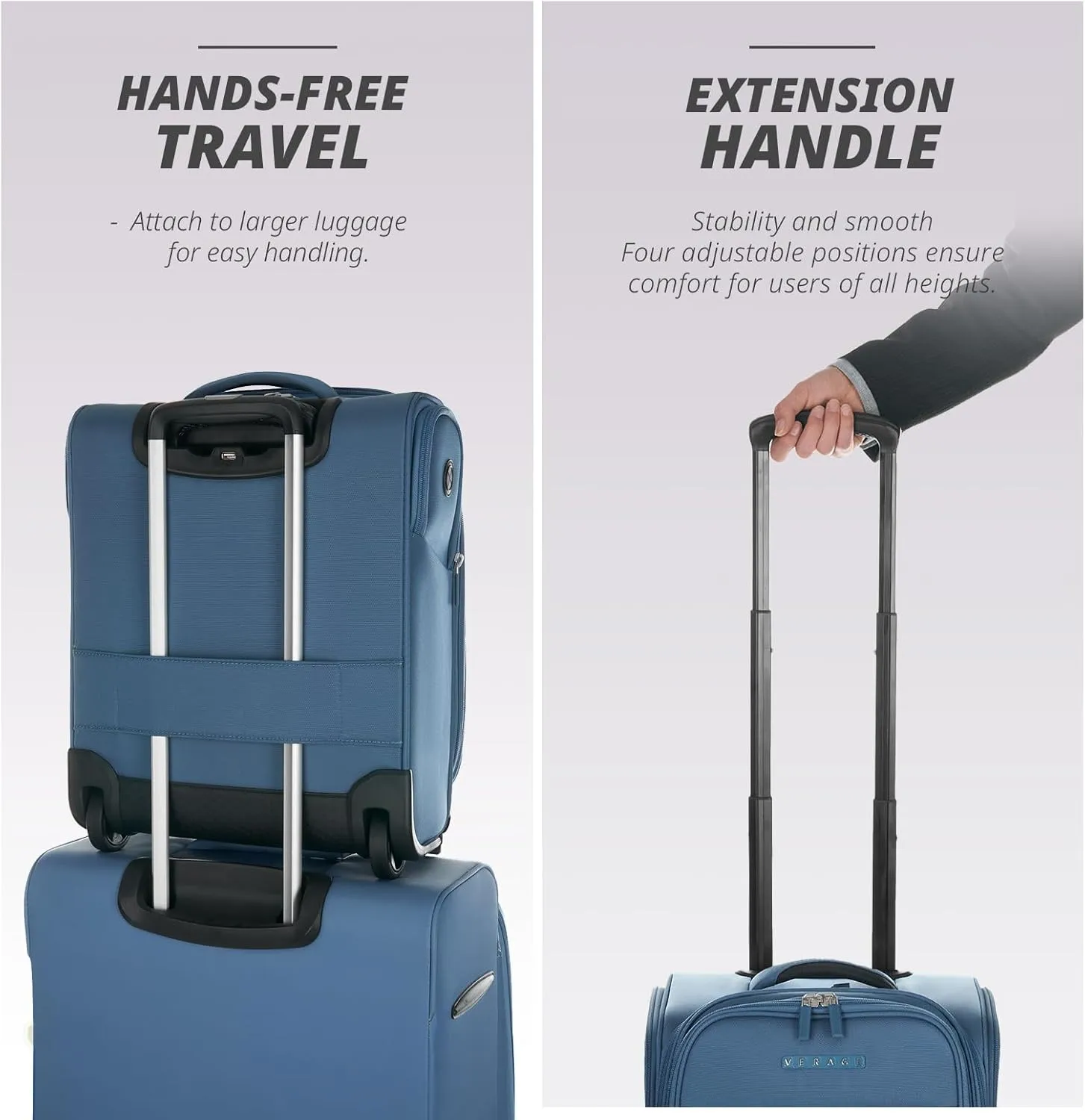 Verage Under Seat Luggage with Wheels, Softside Expanable Small Suitcase Carry On Luggage Bags for Airlines Airplanes Short Trip Men Women (Coast Blue, 16-Inch Rolling Underseat)