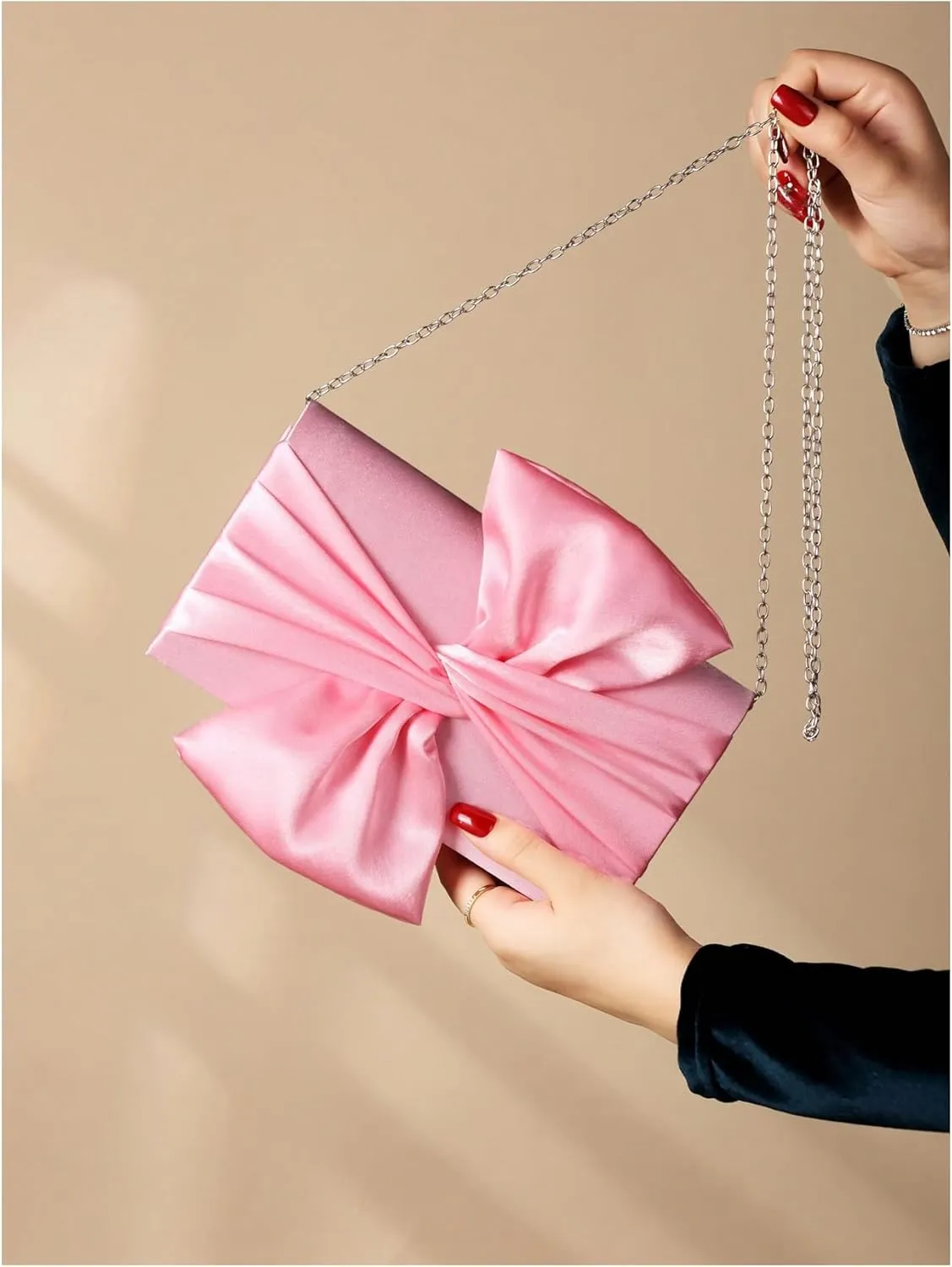 Verdusa Women's Twist Satin Clutch Evening Handbags Crossbody Bag Party Purses