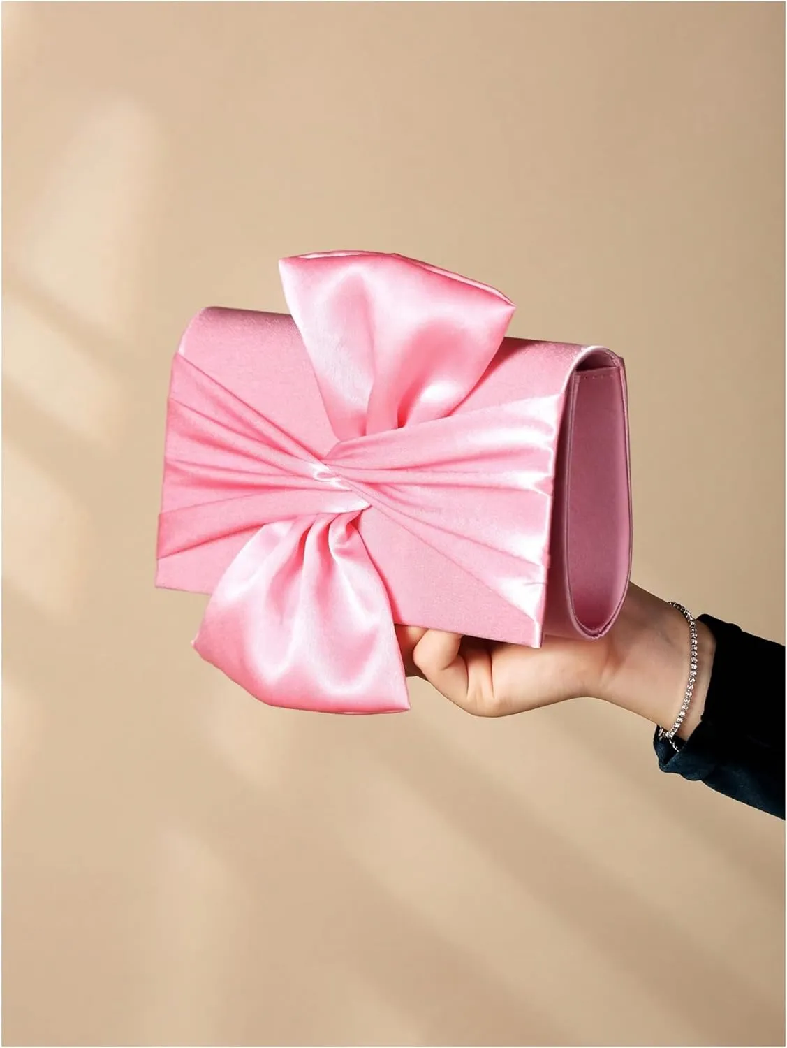 Verdusa Women's Twist Satin Clutch Evening Handbags Crossbody Bag Party Purses