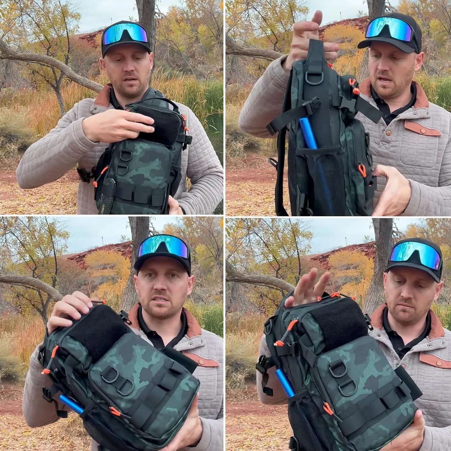 Versatile Fishing Backpack with Rod Holder and Adjustable Straps