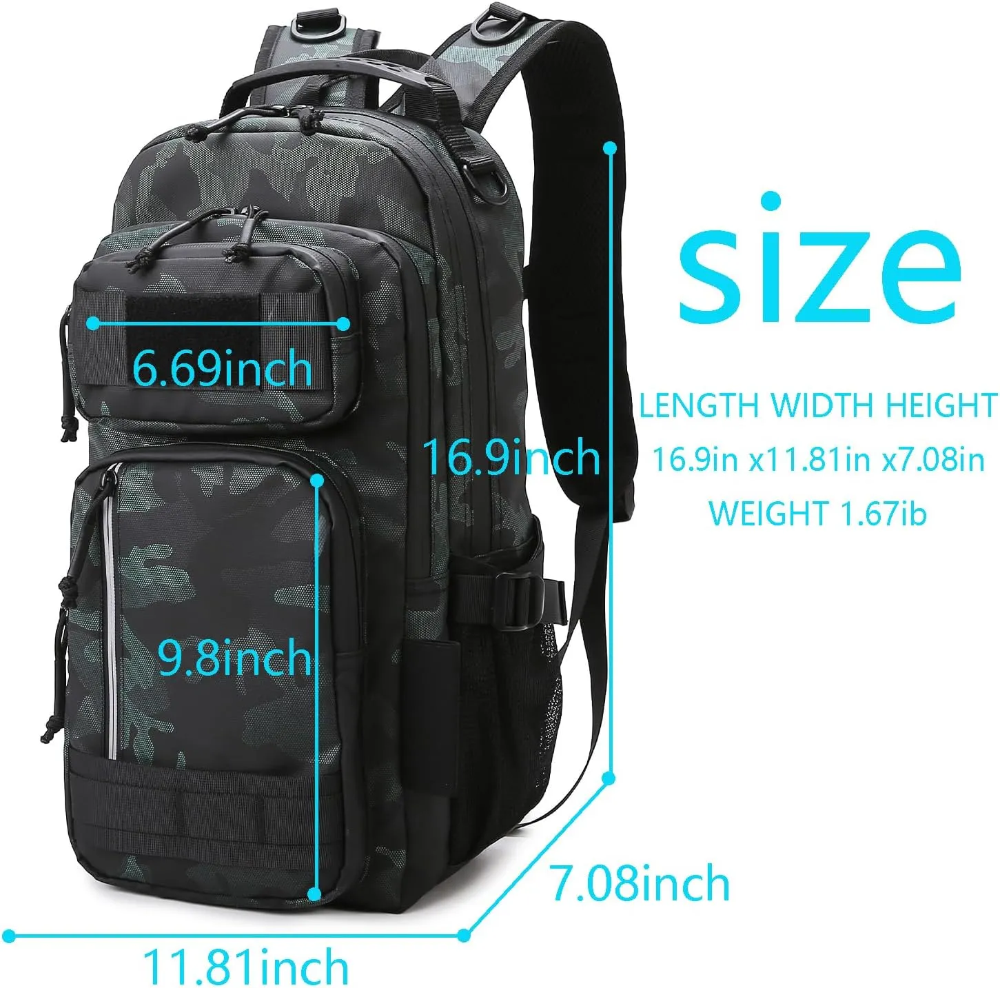 Versatile Fishing Backpack with Rod Holder and Adjustable Straps